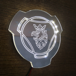 Светящийся логотип SCANIA зеркальное серебро