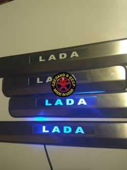 накладки на пороги с подсветкой lada priora priora 2